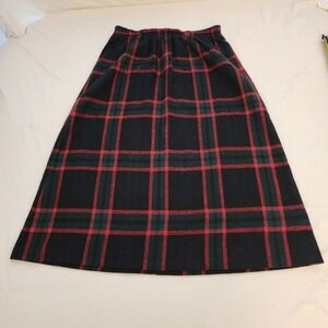 Genard Women's Vintage Wool‎ Blend Skirt Size 12 Red Green Black Plaid